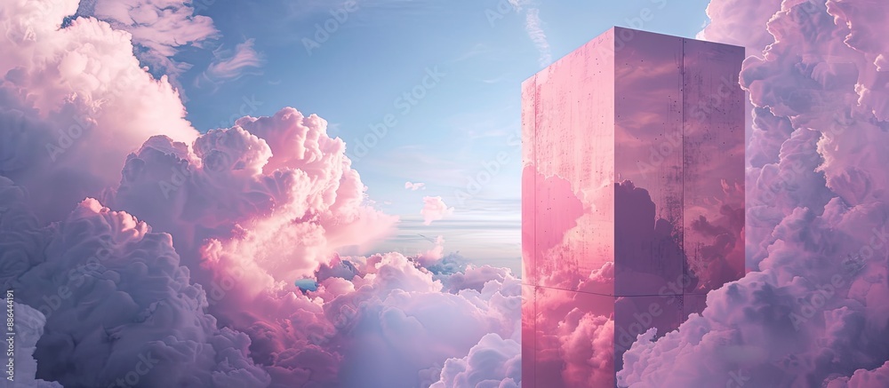 Poster a landscape advertisement featuring a copy space image set against a backdrop of sky and clouds