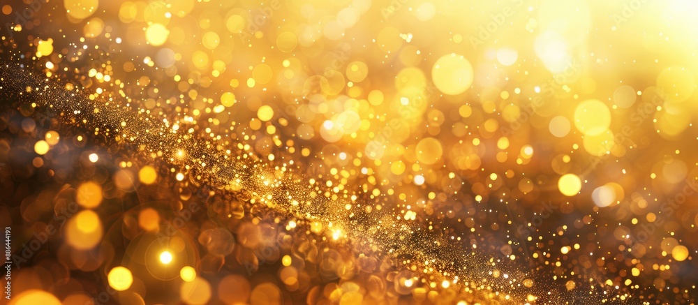 Aufkleber golden particles sparkle on a background with copy space image