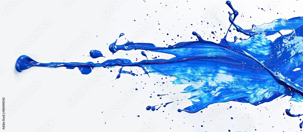 Poster a blue paint splash on a white background with ample copy space image