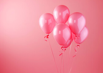 A bunch of pink balloons floating against a vibrant pink background, creating a cheerful and festive atmosphere perfect for celebrations.