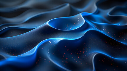 Obraz premium Abstract digital wave pattern in blue tones with small sparkling particles, perfect for backgrounds and futuristic designs.