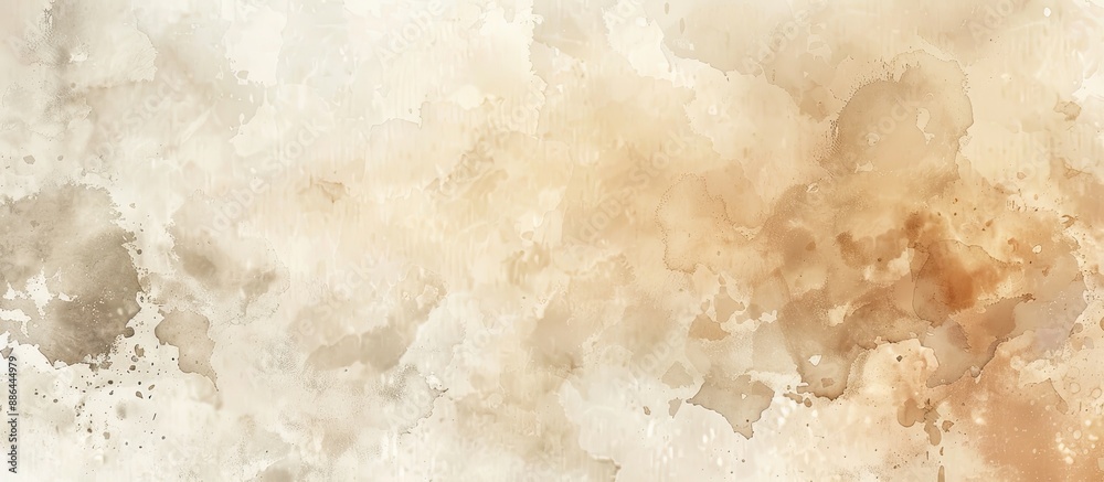 Aufkleber Pastel colored watercolor texture banner featuring an abstract beige and white painting background ideal for templates with space for images. with copy space image. Place for adding text or design