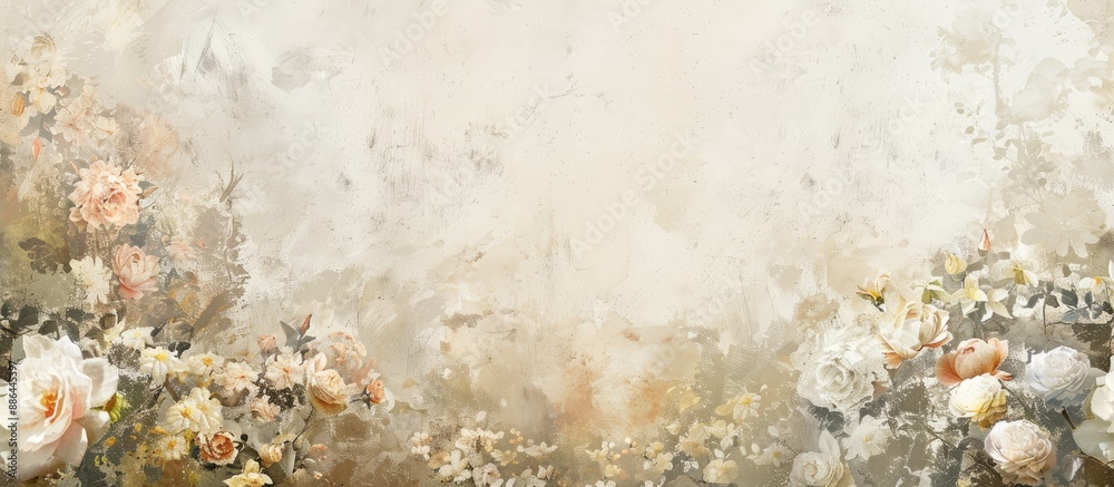 Aufkleber neutral floral backdrop with textured elements and copy space image