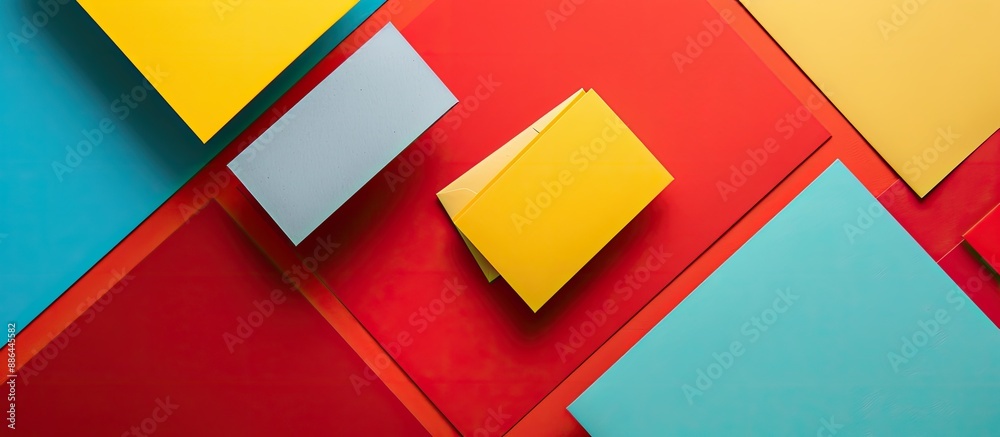 Aufkleber A business card mockup displayed on a colorful background in a flat lay style with copy space for text