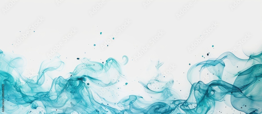 Aufkleber turquoise watercolor swirls on a grey background with copy space image