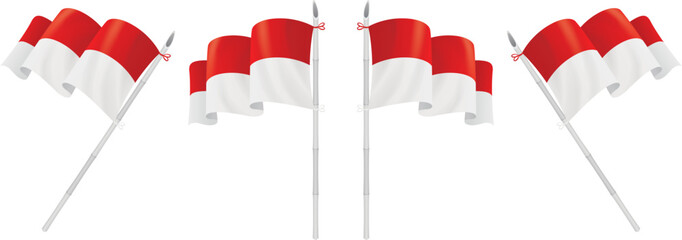 ILLUSTRATION OF THE INDONESIAN FLAG IN VARIOUS POSITIONS