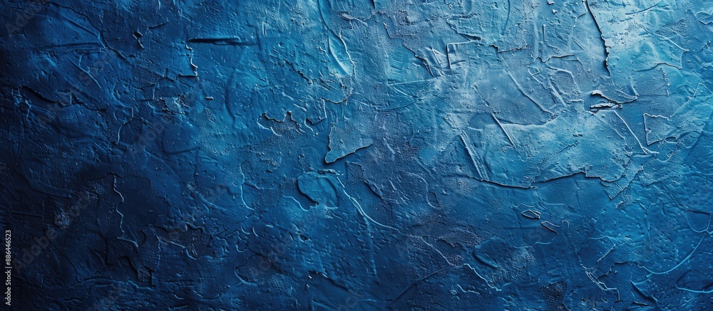 Poster Gradient background design with a beautiful navy blue stucco wall pattern texture for a decorative abstract atmosphere in a copy space image