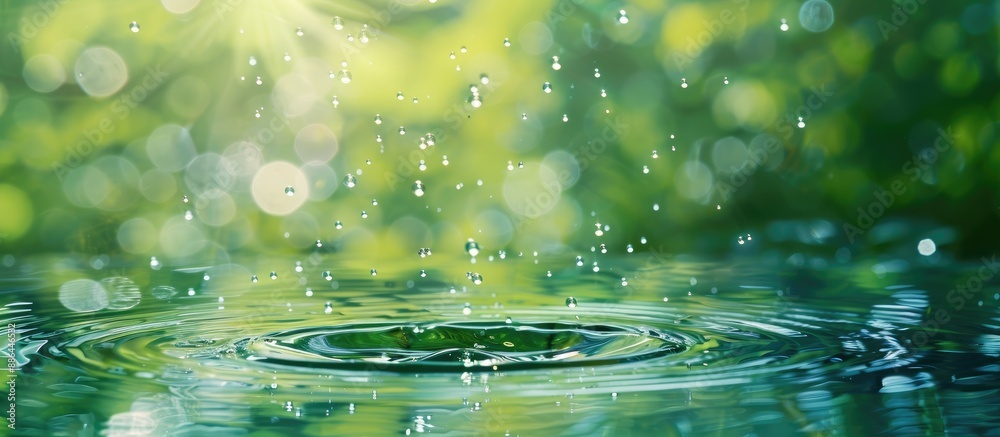 Aufkleber Water droplets falling causing ripples in the copy space image