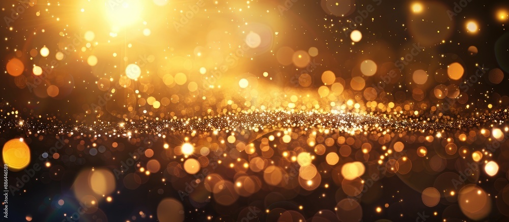 Poster festive background featuring golden glitter with bokeh lights suitable for new year celebrations wit