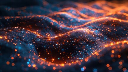 Abstract Glowing Waves with Orange and Blue Lights