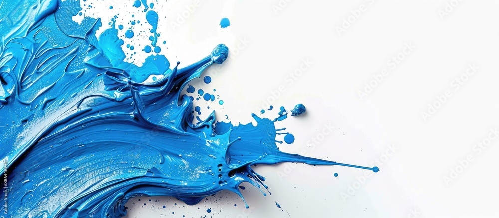 Poster A blue paint splash on a white background with ample copy space image