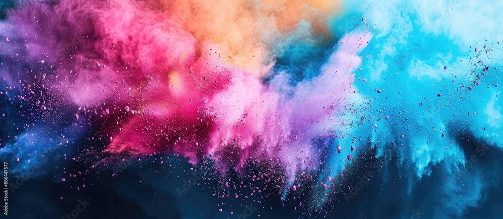 Aufkleber Colorful powder exploding in air creates an artistic dynamic abstract background with a variety of colors and textures perfect for a copy space image