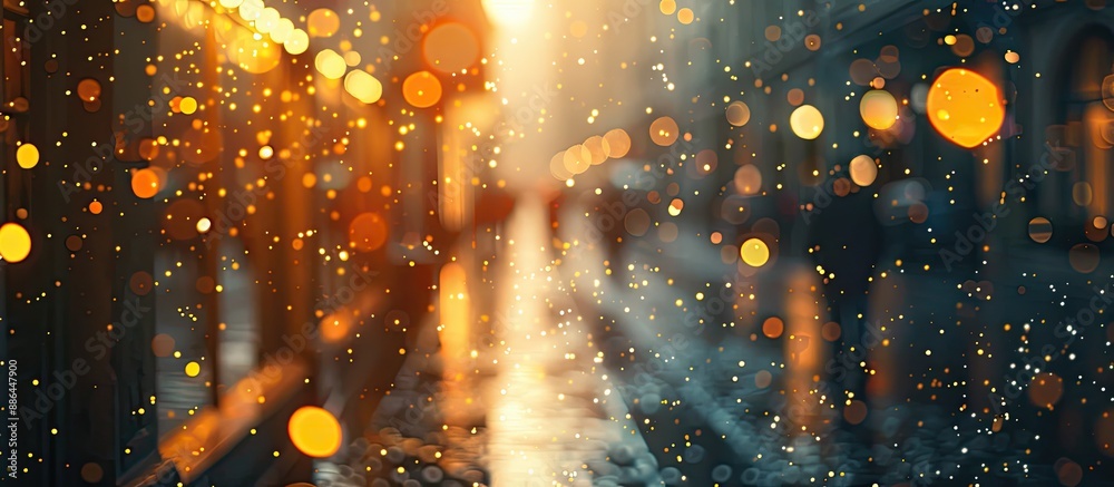 Leinwandbilder An image with bokeh lights on a street creating copy space within the scene