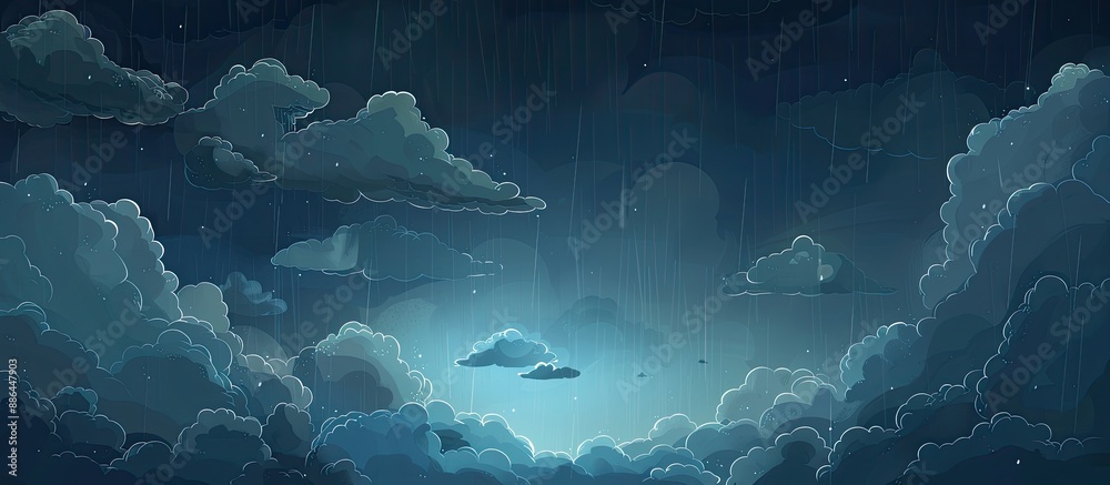 Aufkleber Rainy dark sky with clouds and sparse sunlight creating a sky background suitable for copy space image