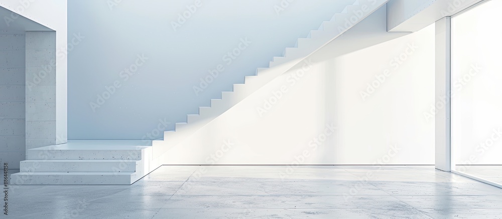 Aufkleber empty white room with staircase on wall devoid of occupants with a clear copy space image