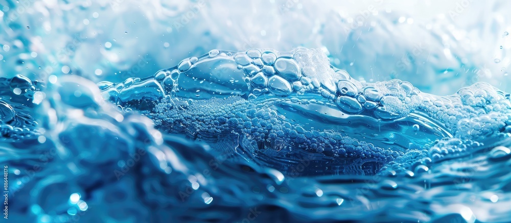 Poster abstract blue water surface with waves and ripples texture aquatic moisturizer with bubbles and tran