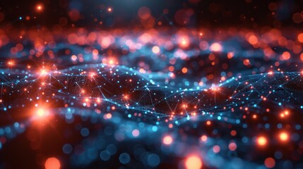 Obraz premium Abstract Digital Landscape with Glowing Lights