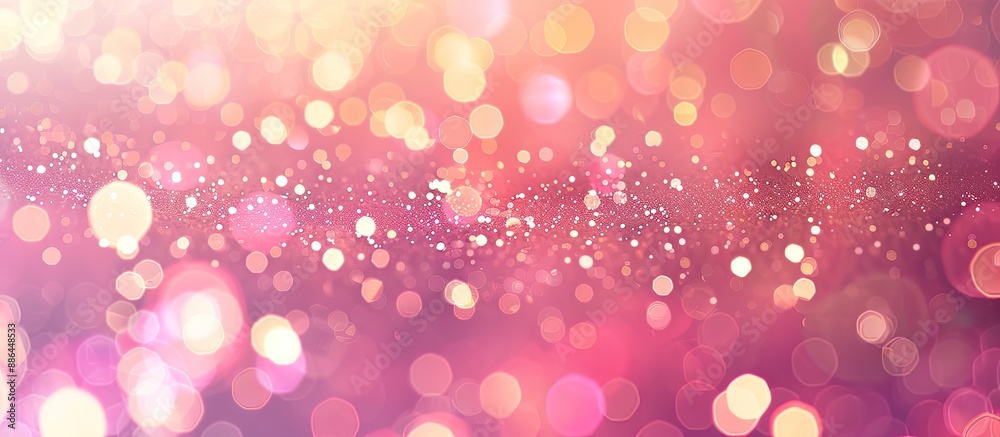 Poster soft pink abstract background with a gentle glow of bokeh effect around a central copy space image