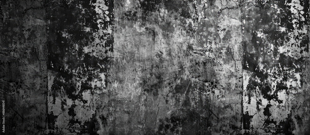 Poster vintage style wall design with an abstract grunge texture in shades of black and gray suitable as a 