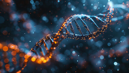 3D model of the DNA double helix, illustrating the intricate molecular structure and genetic information