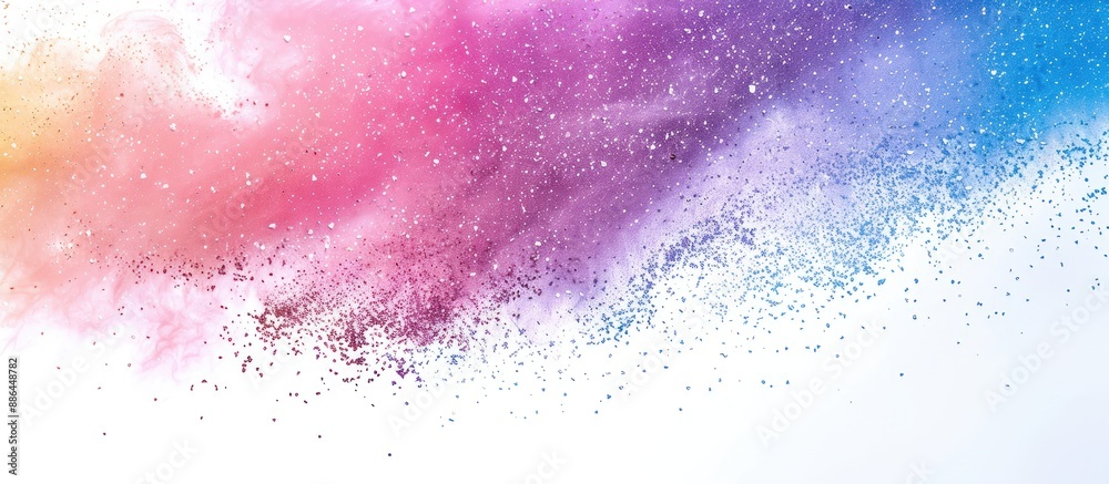 Aufkleber Color powder explodes creating an abstract multicolored glitter texture in this freeze frame copy space image