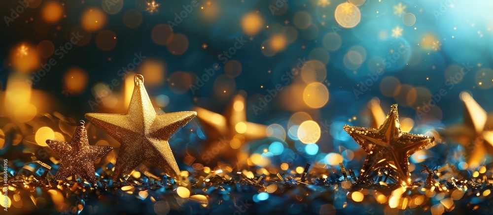 Poster a festive backdrop featuring twinkling stars against an abstract festive backdrop with copy space im