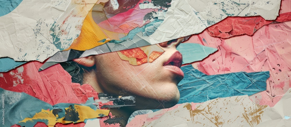 Aufkleber Artistic paper collage creating a sophisticated visual concept with a captivating copy space image