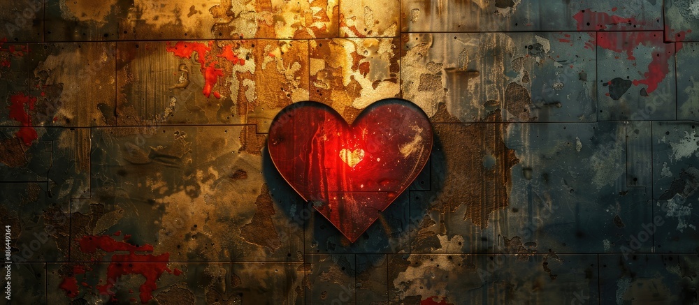 Poster a wall texture with a translucent love symbol in the center ideal for a copy space image