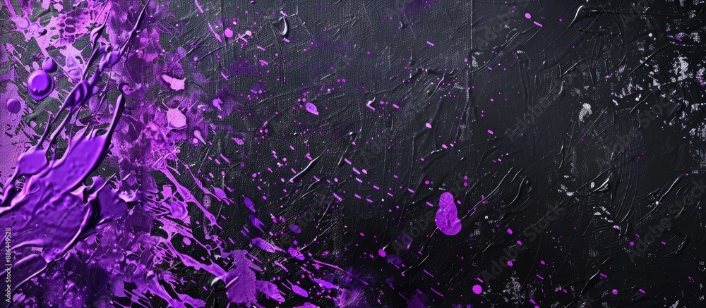 Aufkleber vibrant purple paint splatters on a black backdrop with ample copy space for images creating an arti