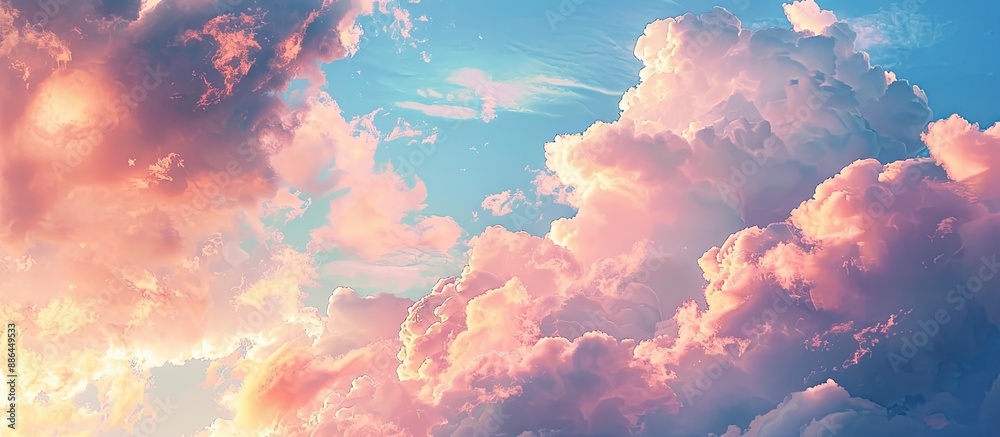 Poster sunset sky panorama with cloudy background perfect for instagram featuring copy space image