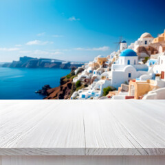 Fototapeta premium The empty wooden table top for your product with blurred beautiful background