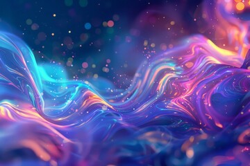 Fototapeta premium Colorful holographic neon abstract background. Futuristic liquid lines and waves. Abstract fluid design element.