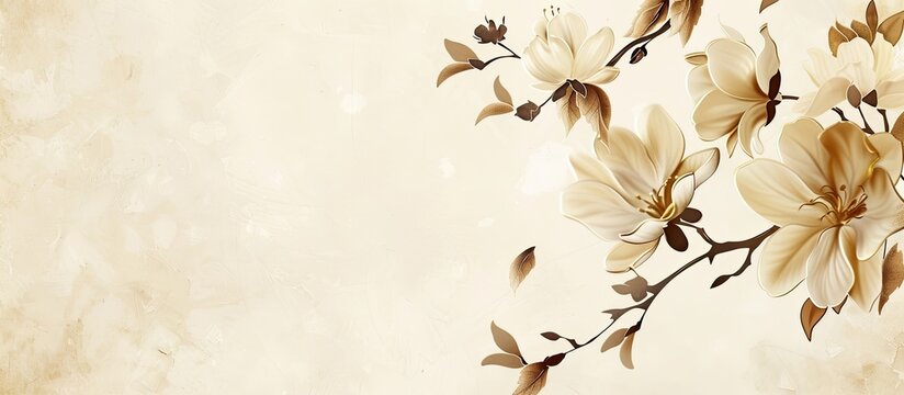 Neutral background with a floral design ideal for sympathy condolences funeral or somber greeting cards providing ample copy space for personal messages