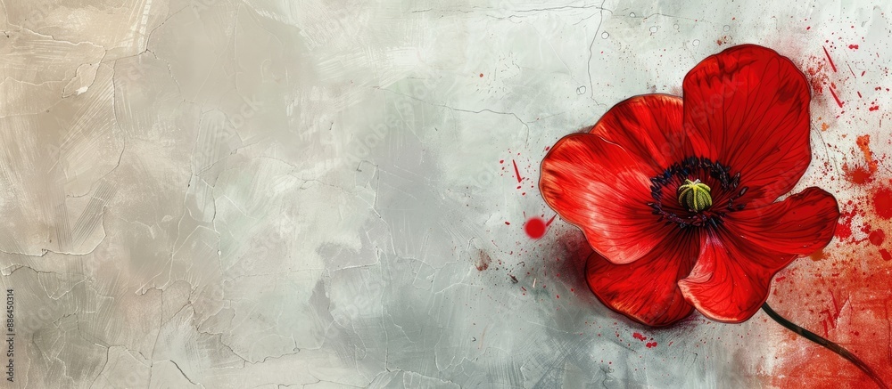Aufkleber artistic ink backdrop featuring a stunning red buttercup flower in a creative top view copy space im