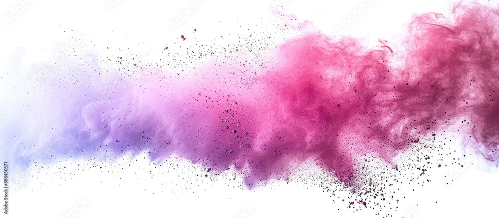 Aufkleber Capture the dynamic burst of colorful powder freezing in action on a blank white background image. with copy space image. Place for adding text or design