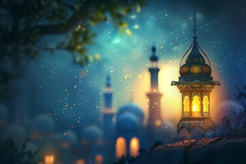 Fototapeta premium islamic mosque muslims for prayers illustration.