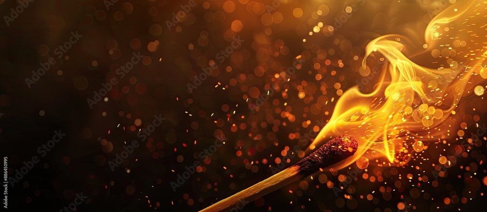 Poster A match aflame with space for text or images. with copy space image. Place for adding text or design