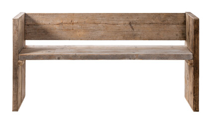rough plank bench isolated white background