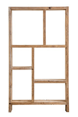 rough wooden shelf in grunge style. isolated white background © Luca