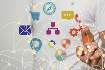  Ui icon medical in hospital with medical technology network concept