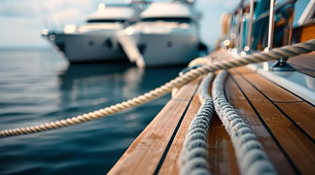 Close-up of the rope and dock on a yacht. Generate AI Video