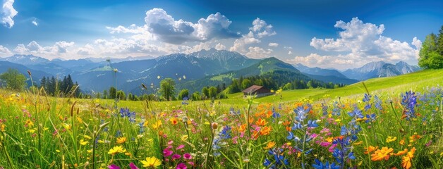 Fototapeta premium Alpine Meadow in Full Bloom