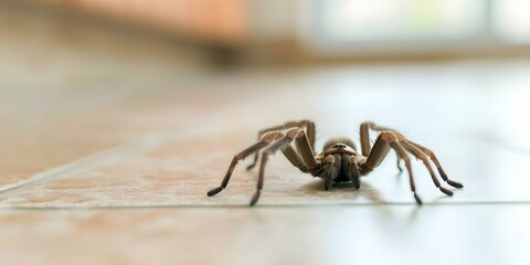 Tarantula spotted in a contemporary kitchen. Concept Wildlife Encounter, Unusual Sightings, Home Intrusion, Arachnid Invasion, Unexpected Visitors