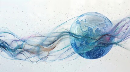 Artistic Representation of the World Wide Web on White Background