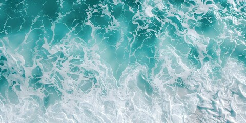Obraz premium Abstract Aerial View of Turquoise Ocean Water Splashes. Concept Aerial Photography, Abstract Art, Ocean Views, Turquoise Water, Splash Patterns