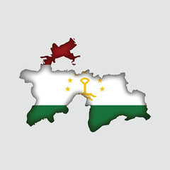TAJIKISTAN Map with flag in body