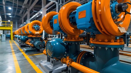Fototapeta premium industrial, water, condenser, pump, hvac, air conditioning, system, piping, line, chiller, plant room, factory, commercial, building, industrial construction, maintenance, equipment, machinery, metal,