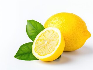 A photo of a lemon, indoor, isolated on white background, old botanical illustration copy space, realistic, overlay, attic backdrop