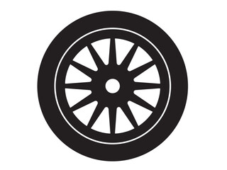 car wheel rim vector silhouette, icon, logo, monochrome, color in black and transparent for conceptual design