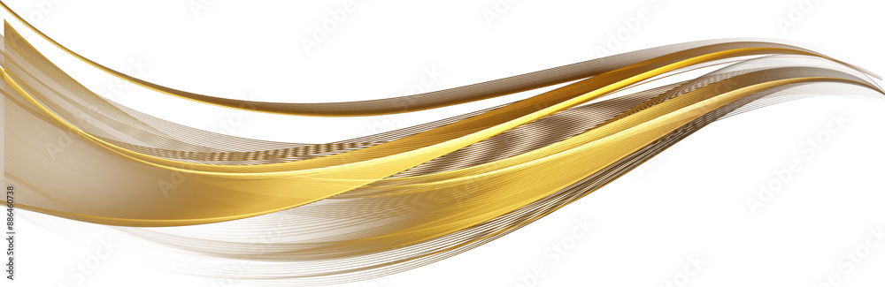 Poster abstract gold wave with glitter effect. smooth wavy golden lines. luxury design